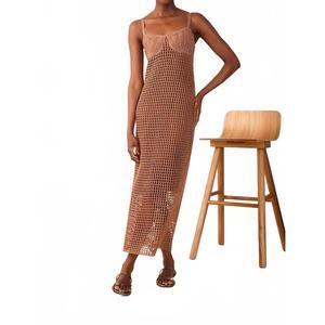 NEW DRESS TO crochet shell midi dress in gold